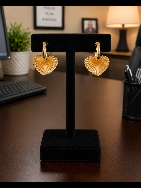 Park Lane Jewelry - Park Lane Gold Heart Dazzle Drop Hoop Earrings